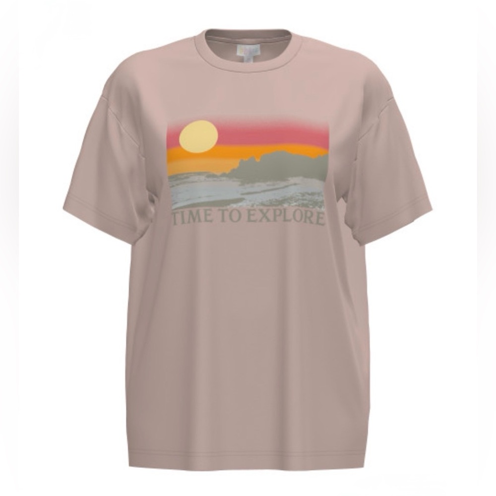 LuLaRoe Beige 'Time to Explore' Graphic Tee